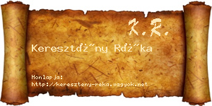 Keresztény Réka névjegykártya
